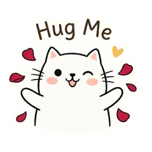 Hello, my love, cat, cat lover, romantic, love, cute, WhatsApp stickers, stickers, love message hug me